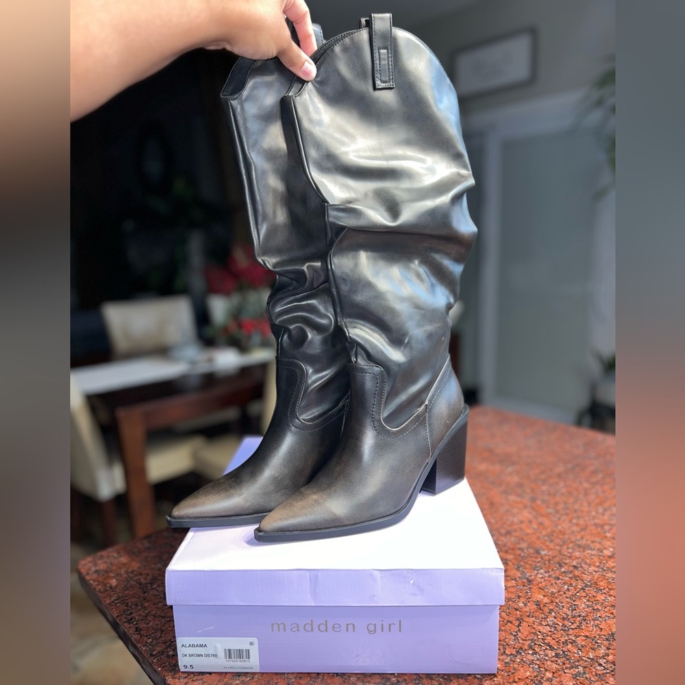 *NEW* Madden Girl Dark Brown/Black Heeled Boots with Slouchy Design